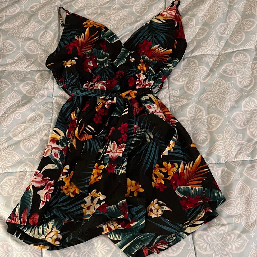Brand New SHEIN Floral Romper with Tie Belt